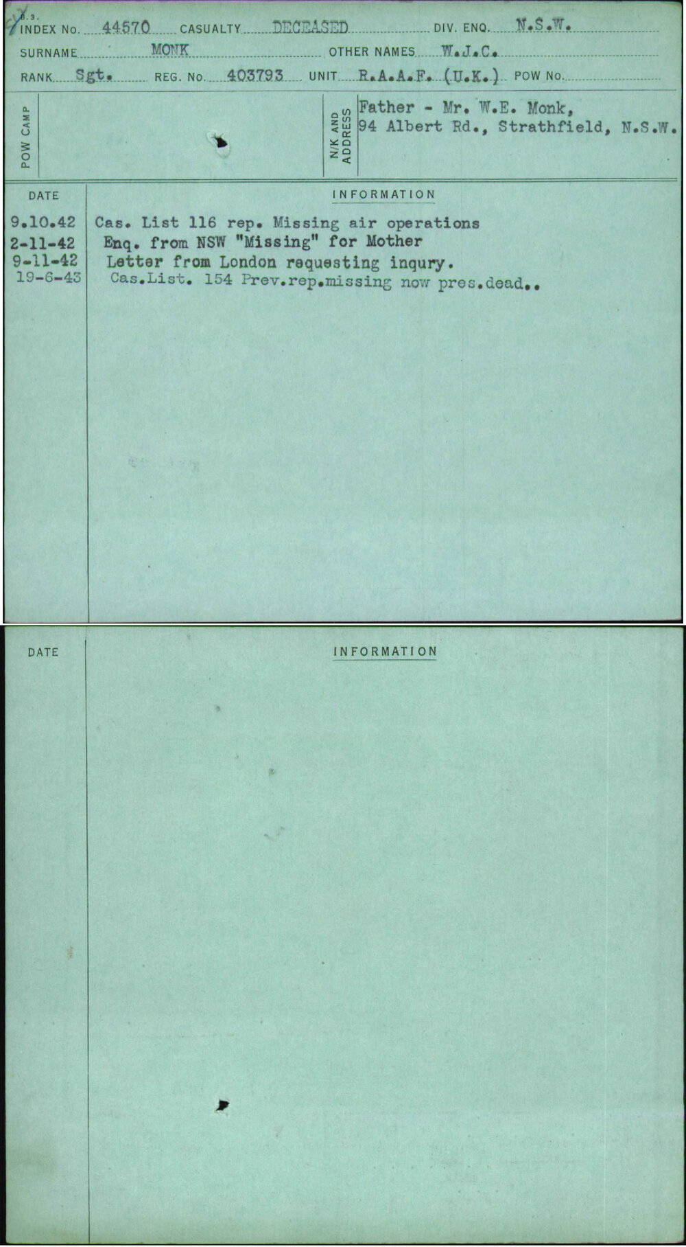 Monk, W J C, 403793