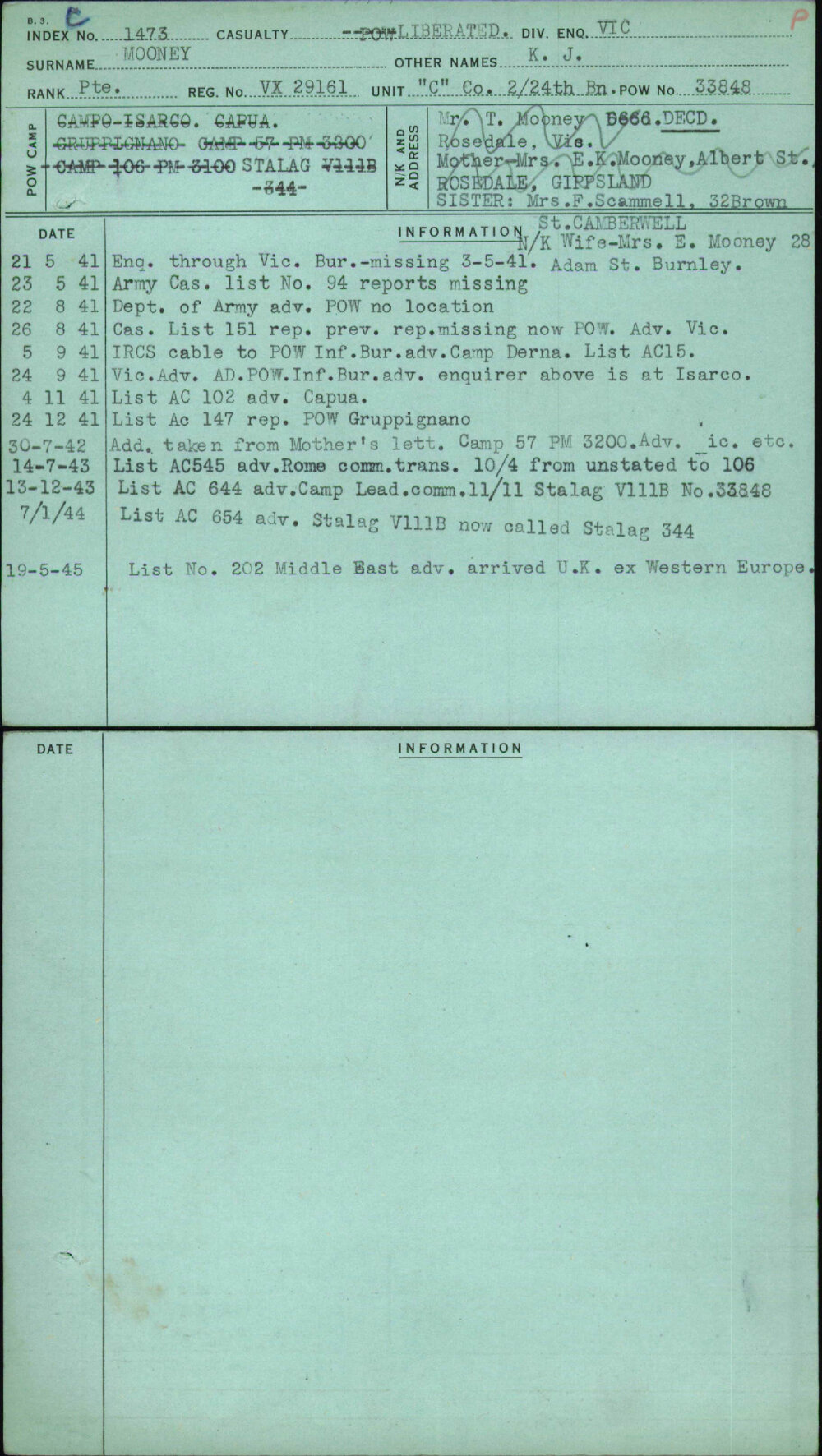 Mooney, K J, VX29161