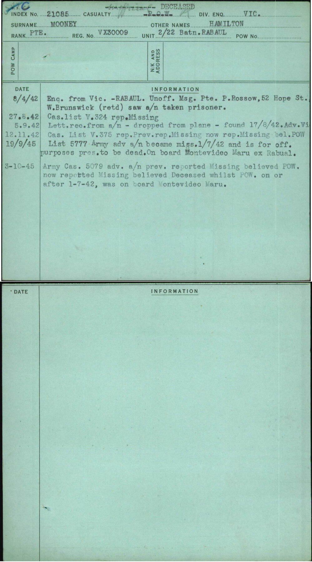 Mooney, Hamilton, VX30009