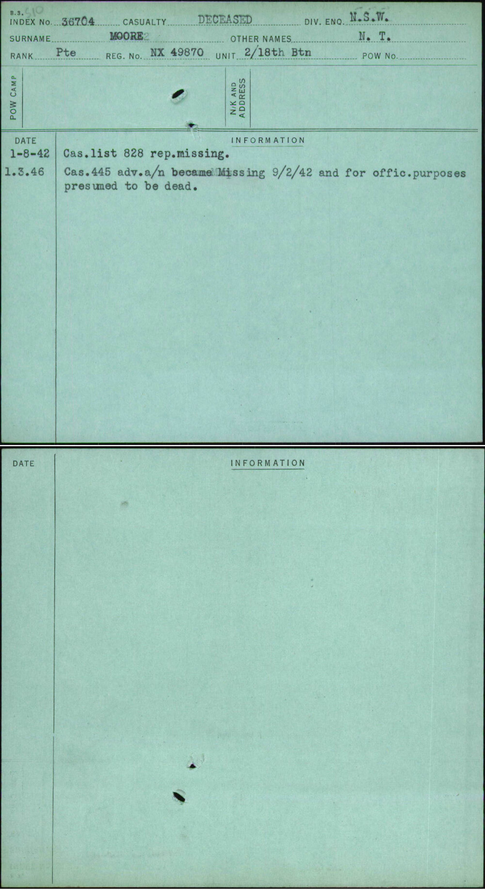 Moore, N T, NX49870