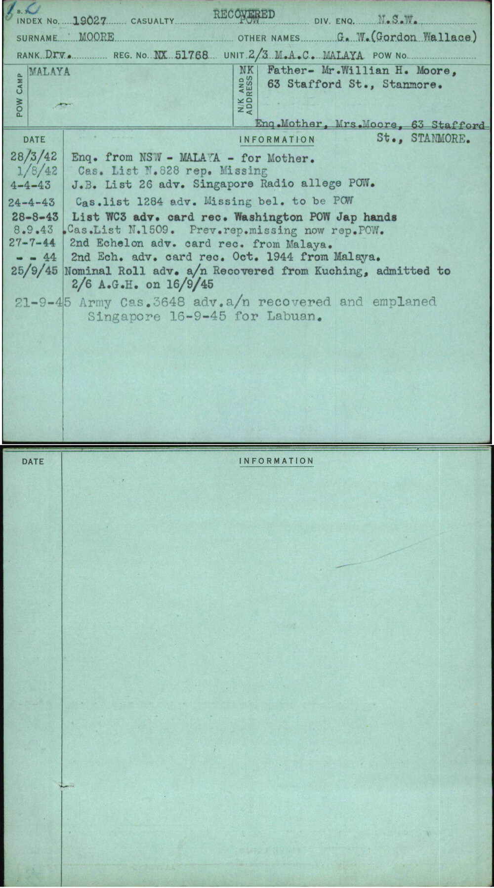 Moore, G W (Gordon Wallace), NX51768