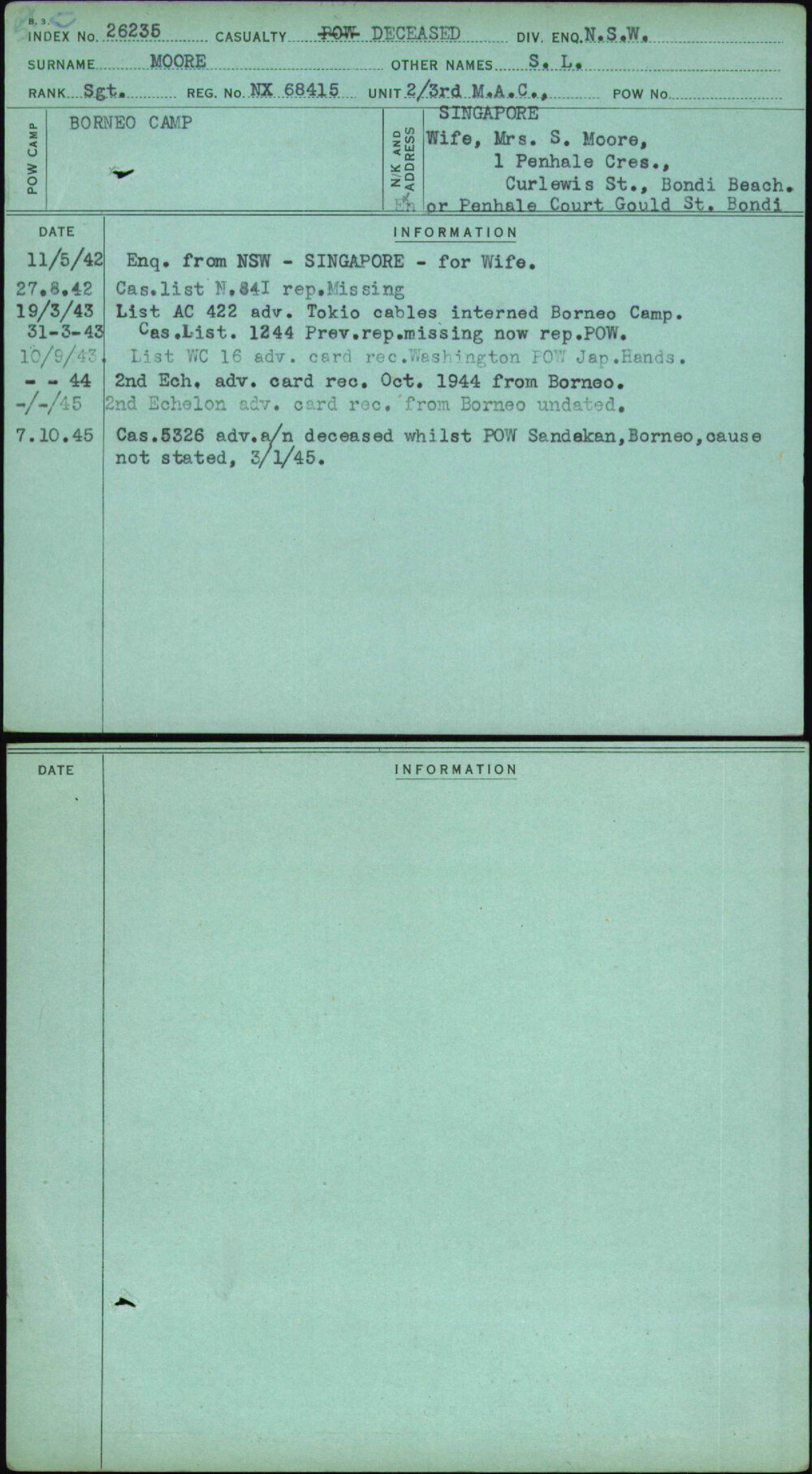 Moore, S L, NX68415