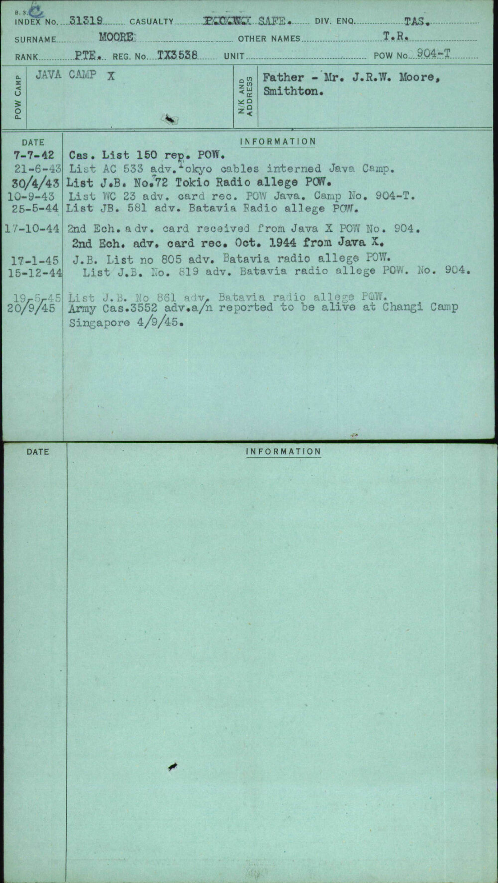 Moore, T R, TX3538