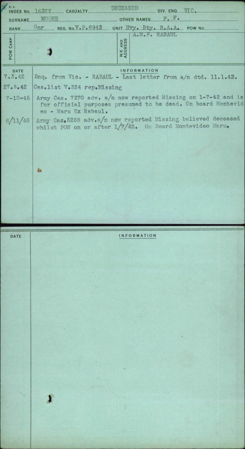 Moore, F F, Vp6943