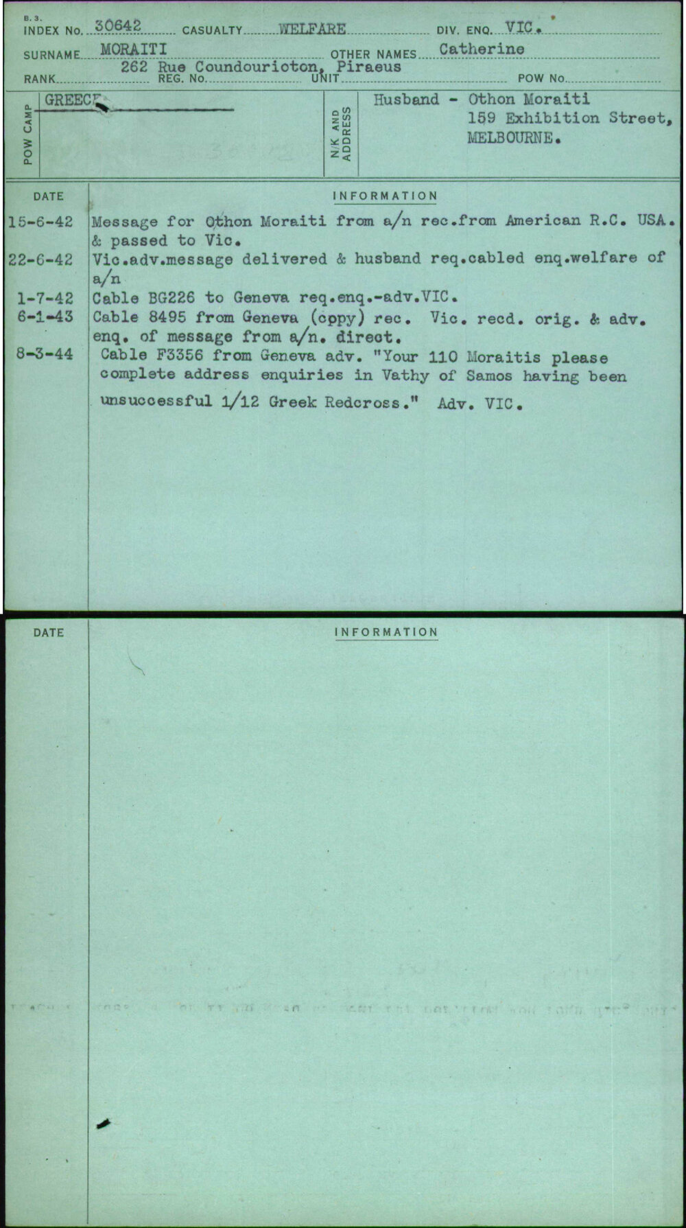 Moraiti, Catherine, [No Service Number]