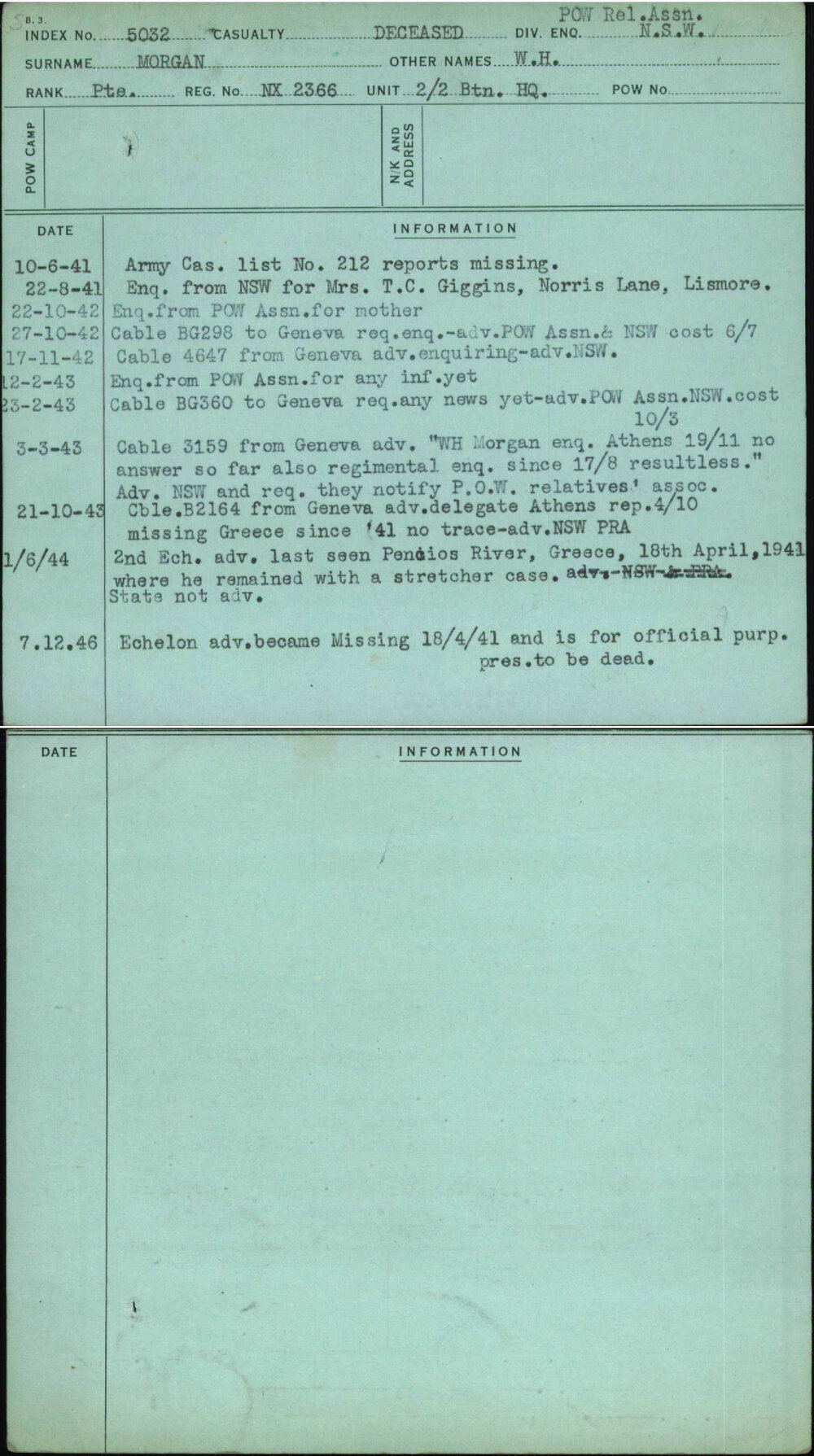 Morgan, W H, NX2366