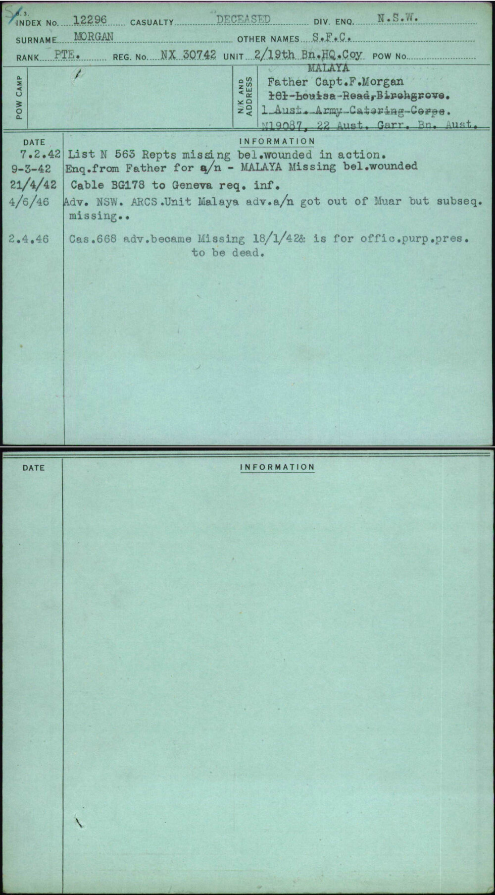 Morgan, S F C, NX30742