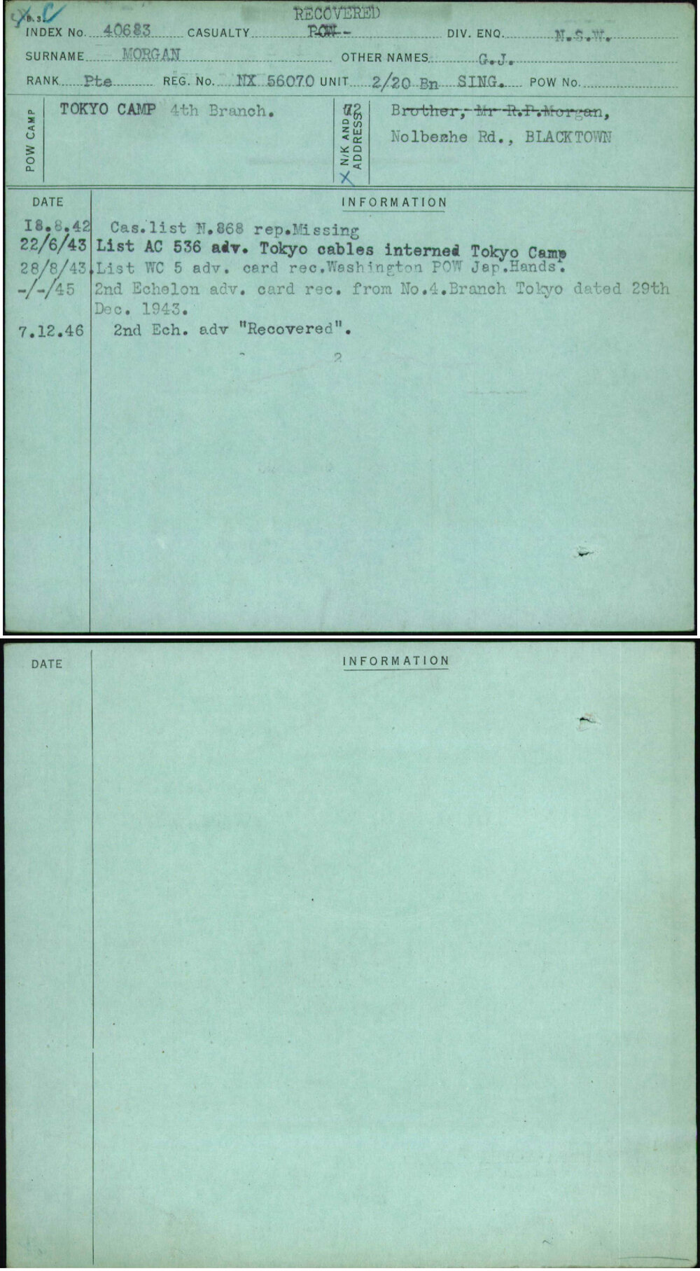 Morgan, G J, NX56070