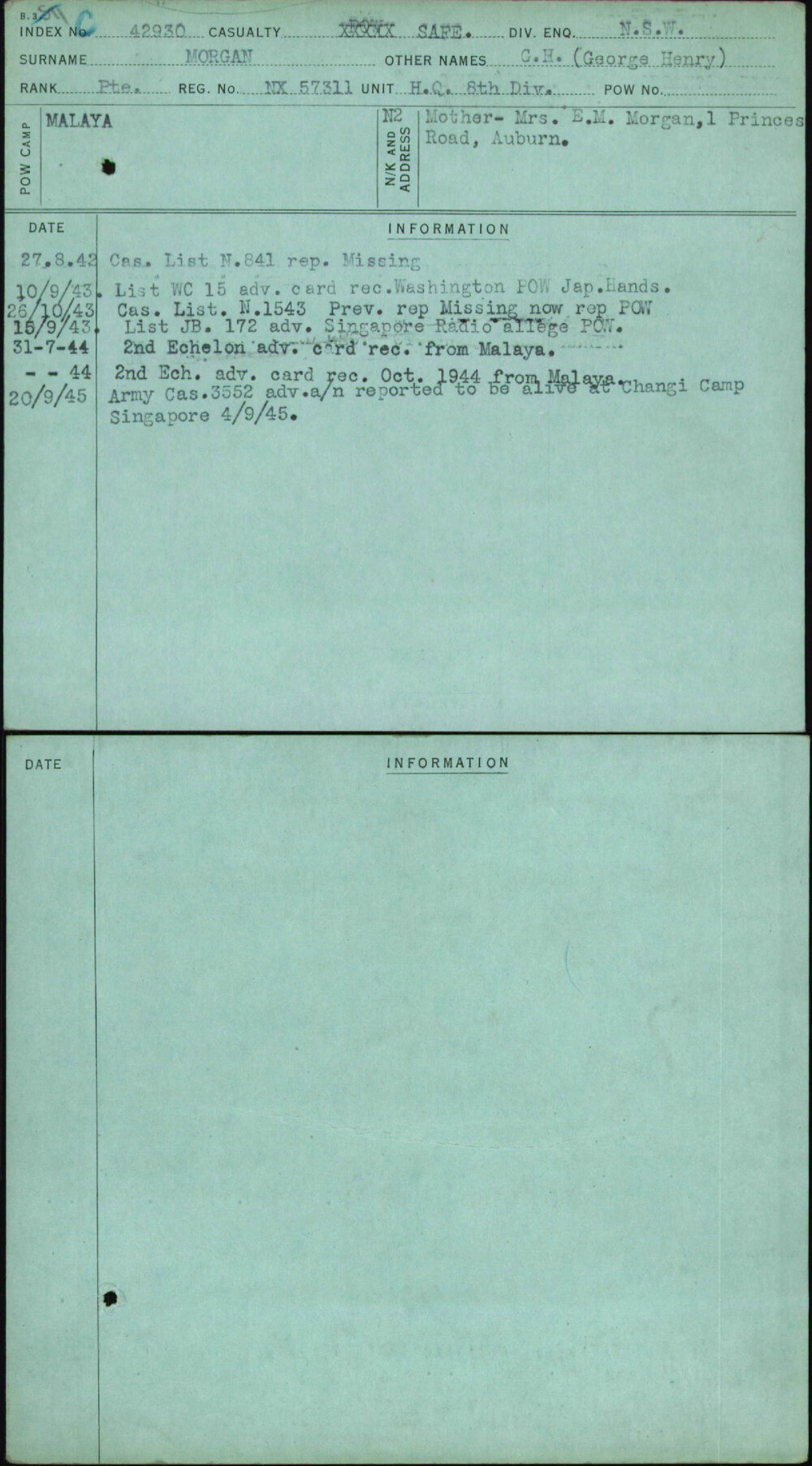 Morgan, G H (George Henry), NX57311