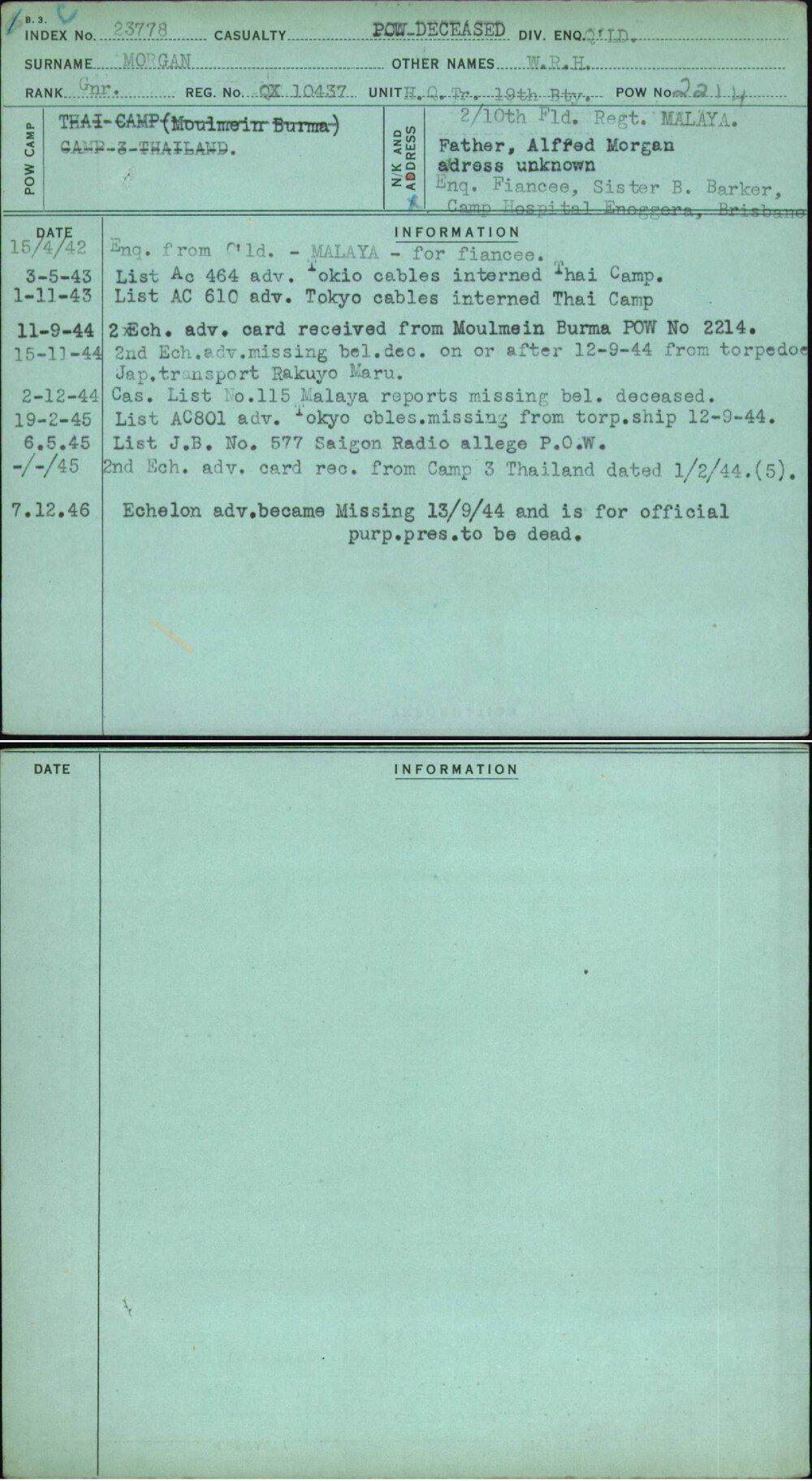 Morgan, W R H, QX10437