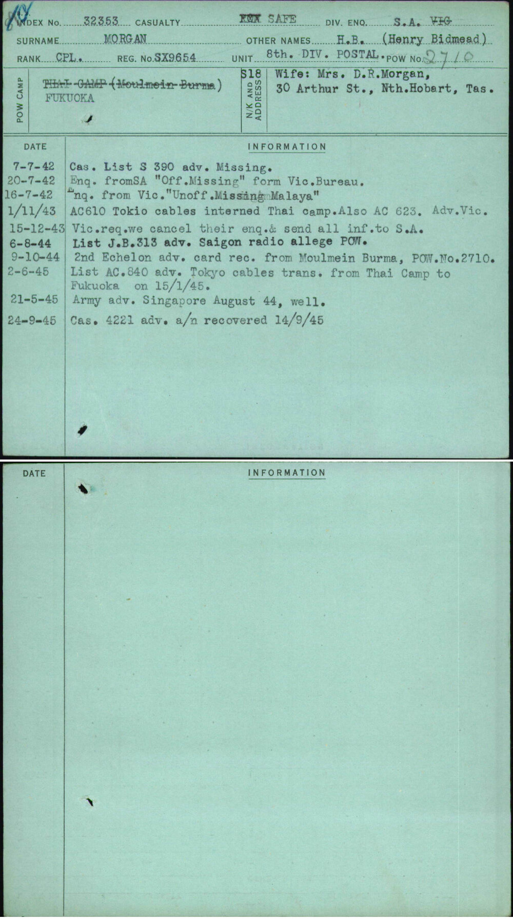 Morgan, H B (Henry Bidmead), SX9654
