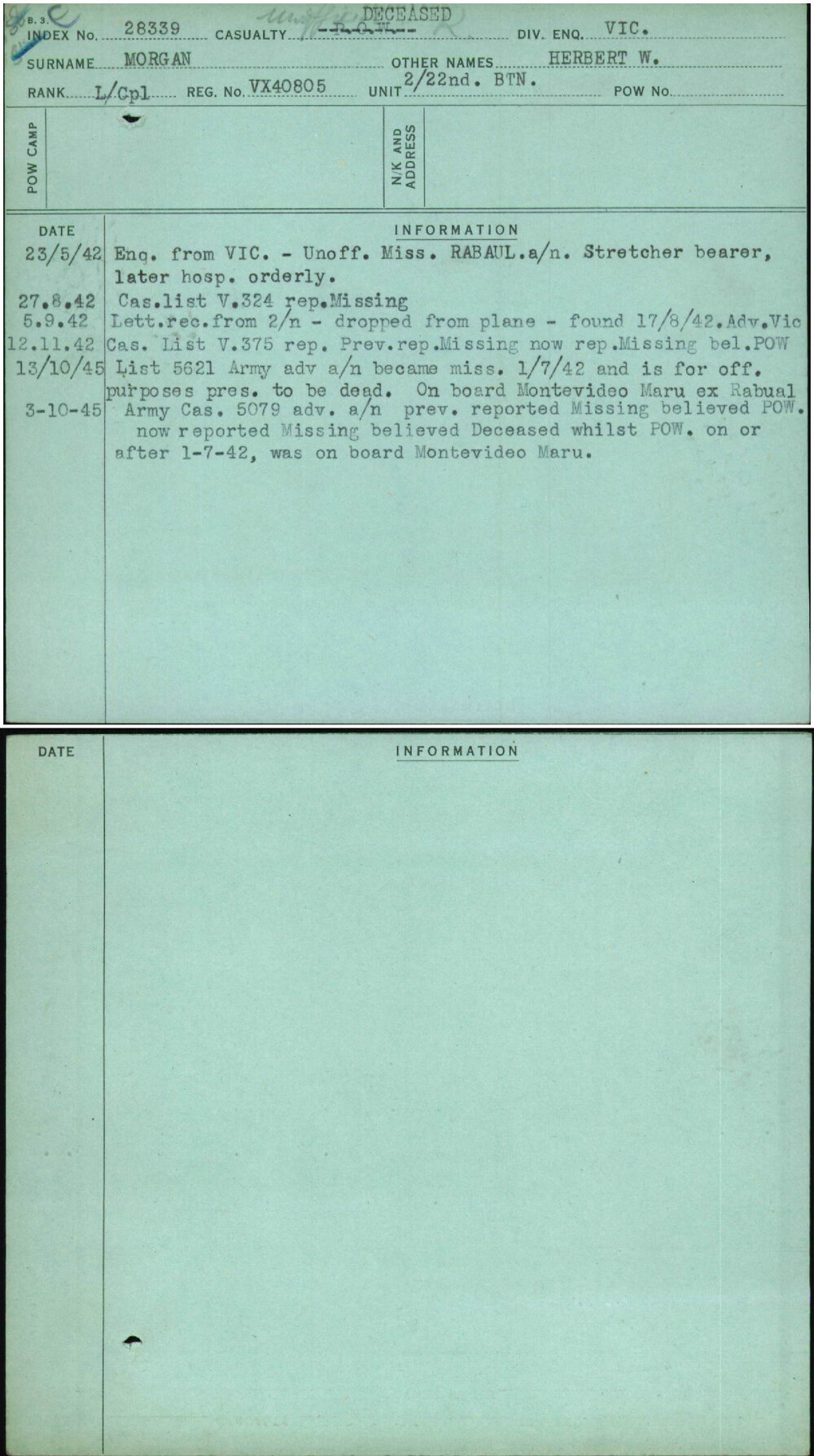 Morgan, Herbert W, VX40805