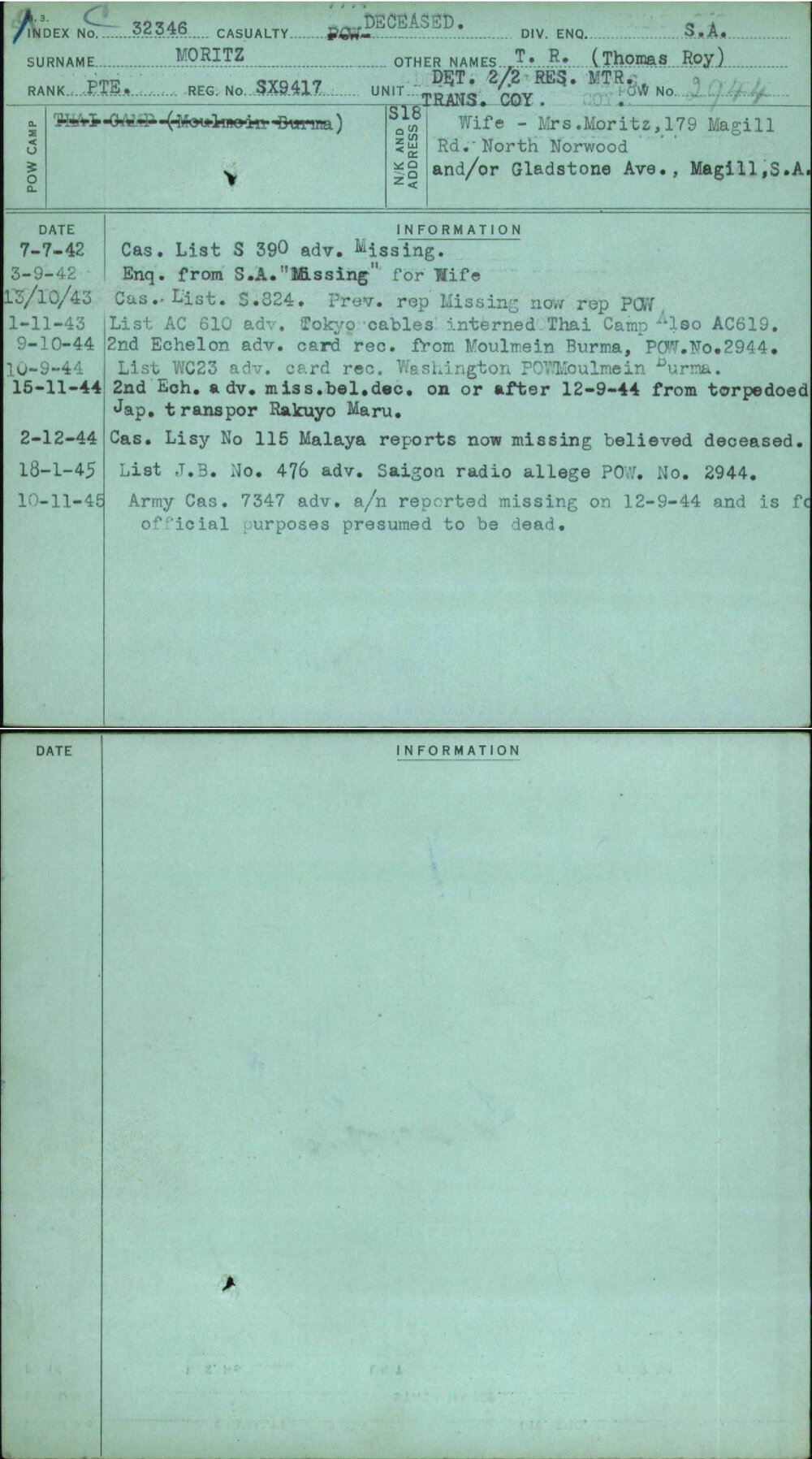 Moritz, T R (Thomas Roy), SX9417