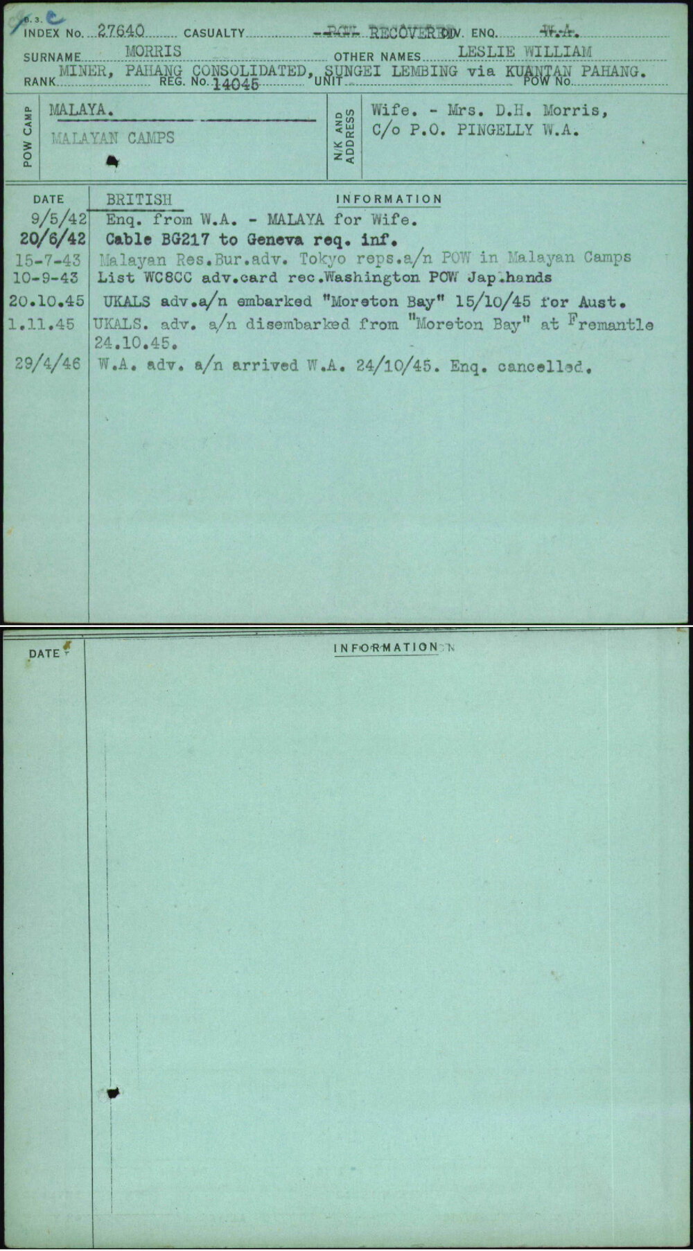 Morris, Leslie William, 14045