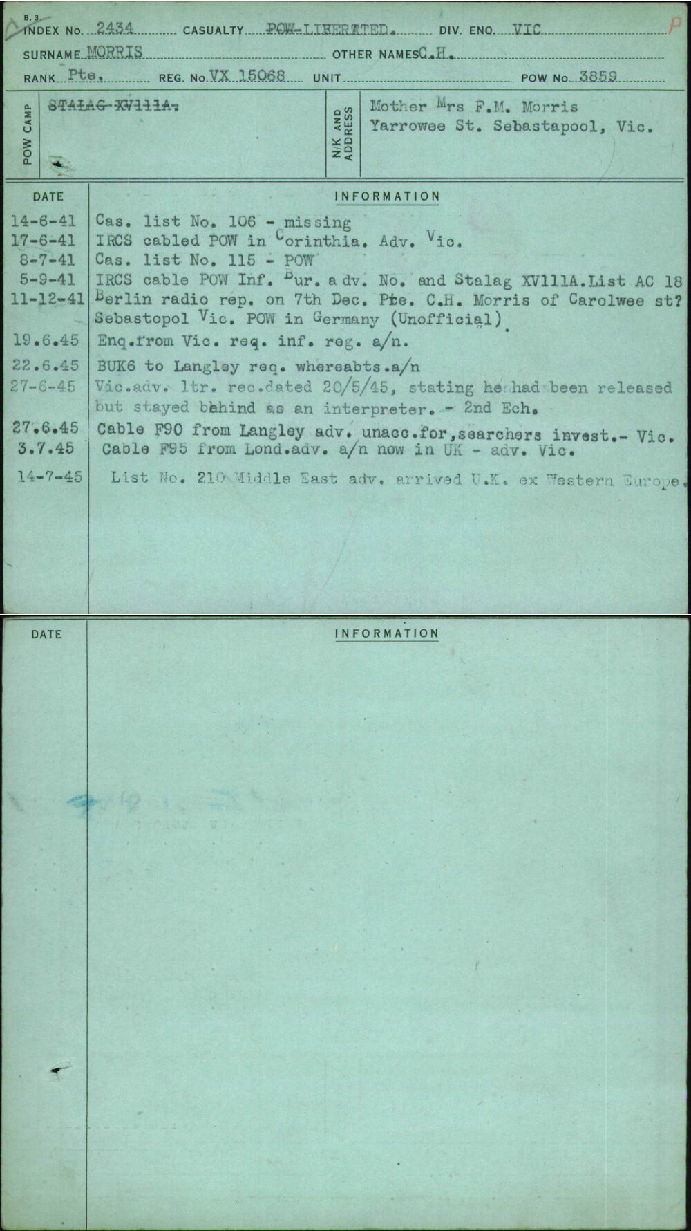 Morris, C H, VX15068