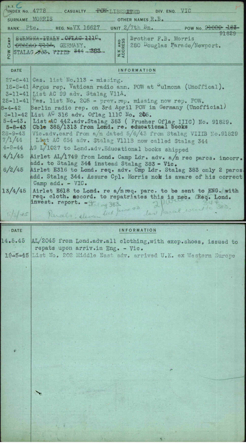 Morris, R B, VX16627