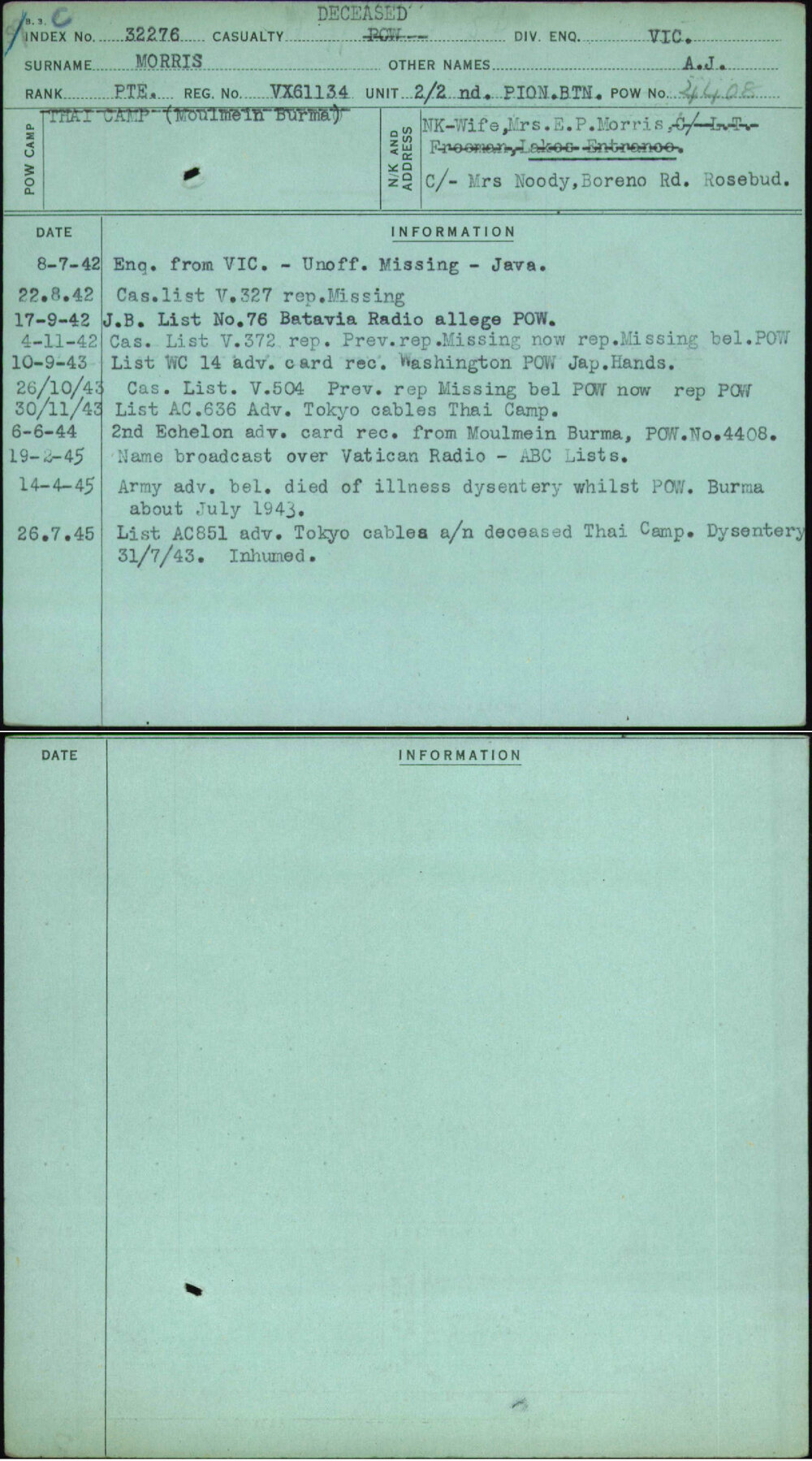 Morris, A J, VX61134