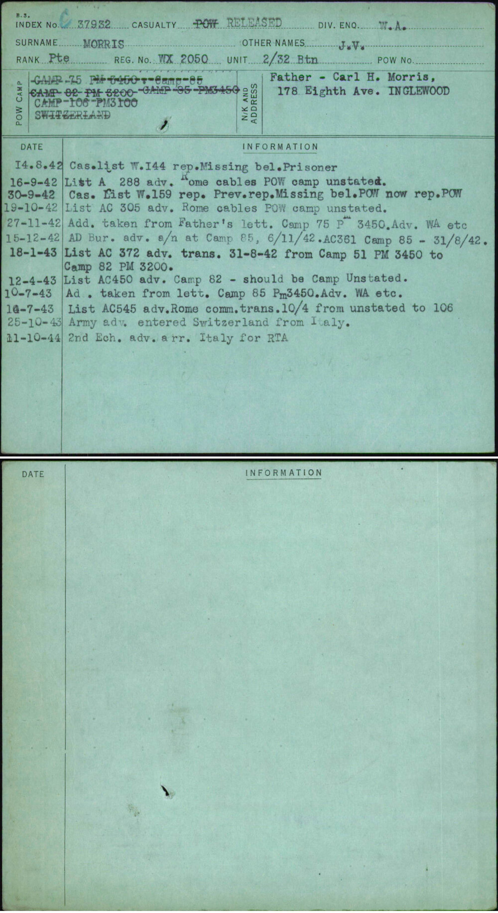 Morris, J V, WX2050