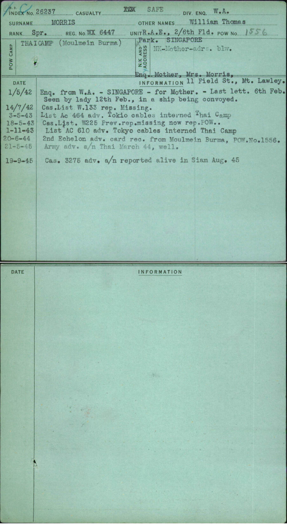 Morris, William Thomas, WX6447