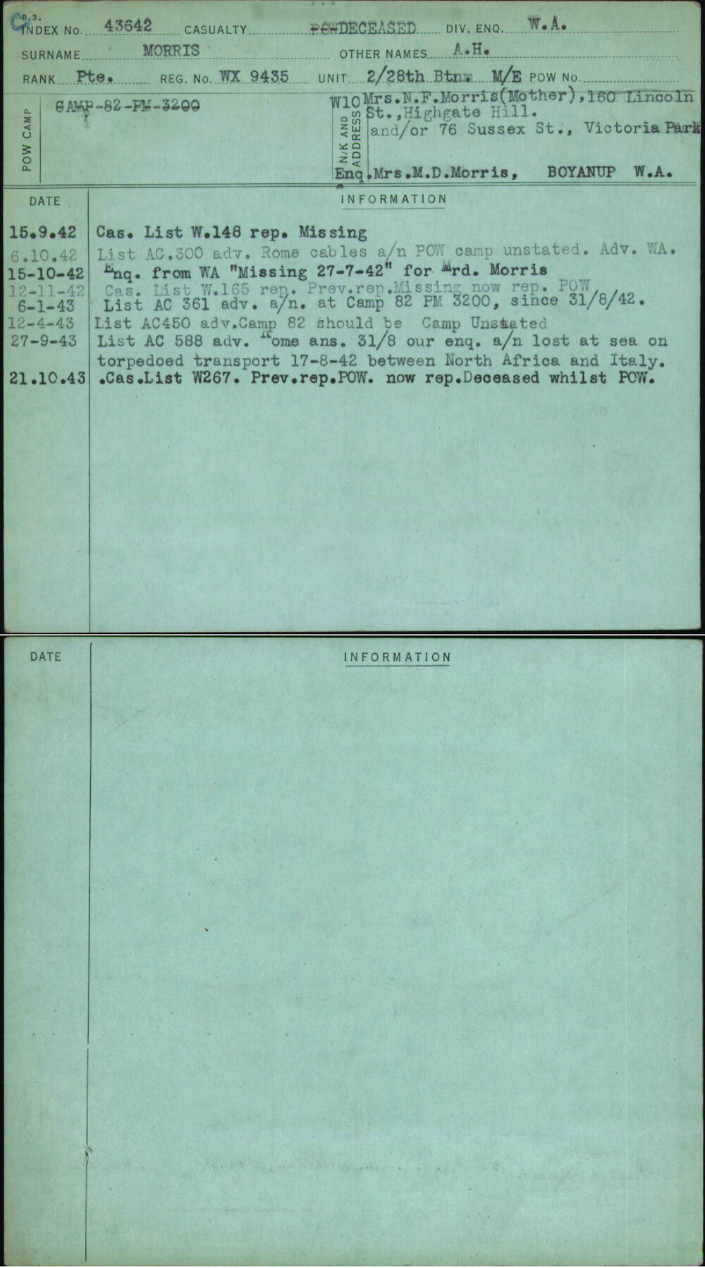 Morris, A H, WX9435