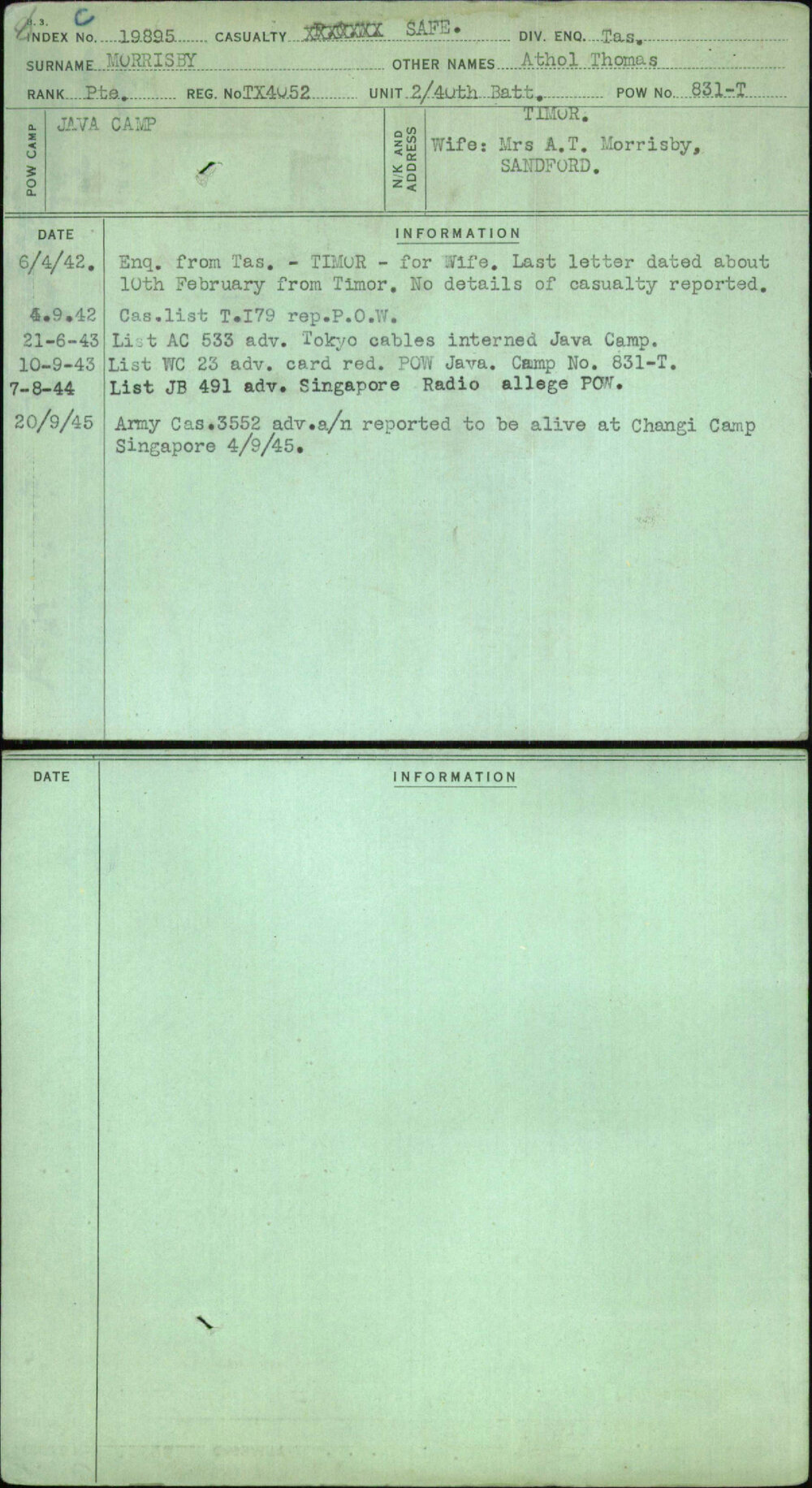 Morrisby, Athol Thomas, TX4052