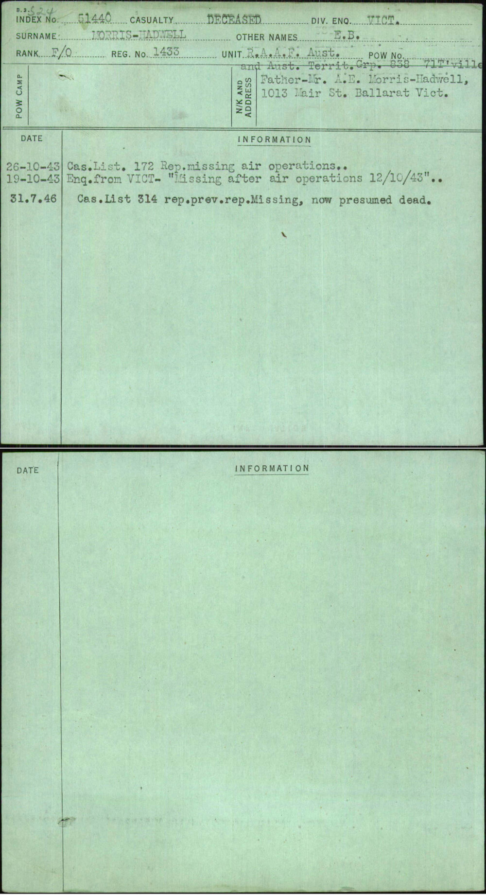 Morris-Hadwell, E B, 1433