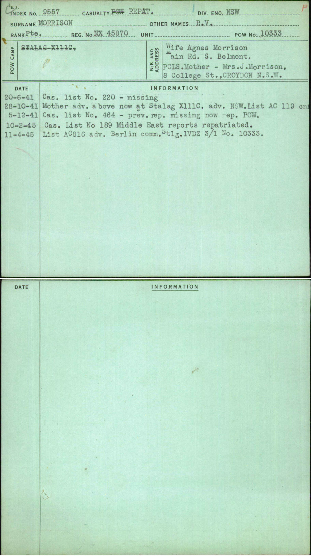Morrison, R V, NX45870