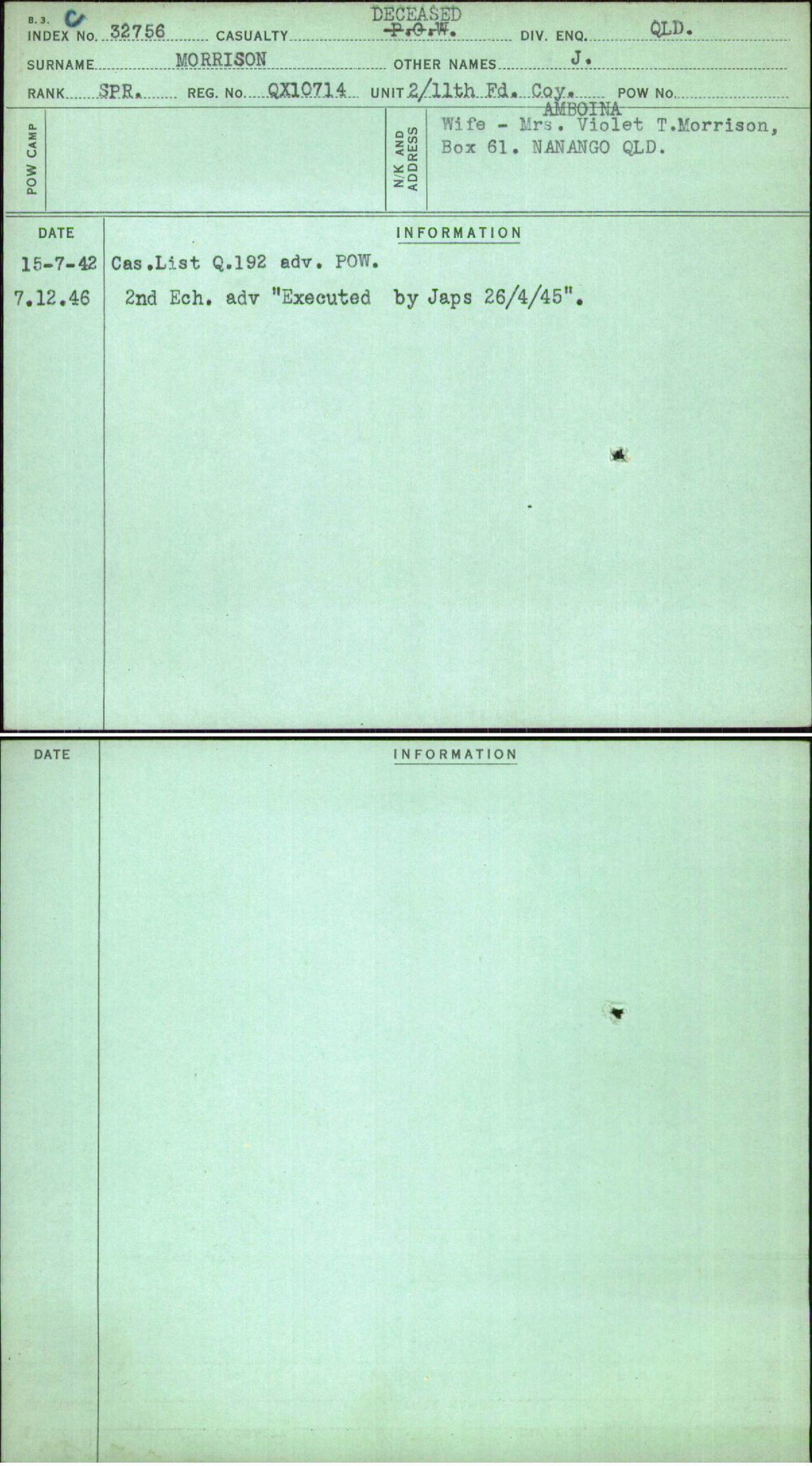 Morrison, J, QX10714