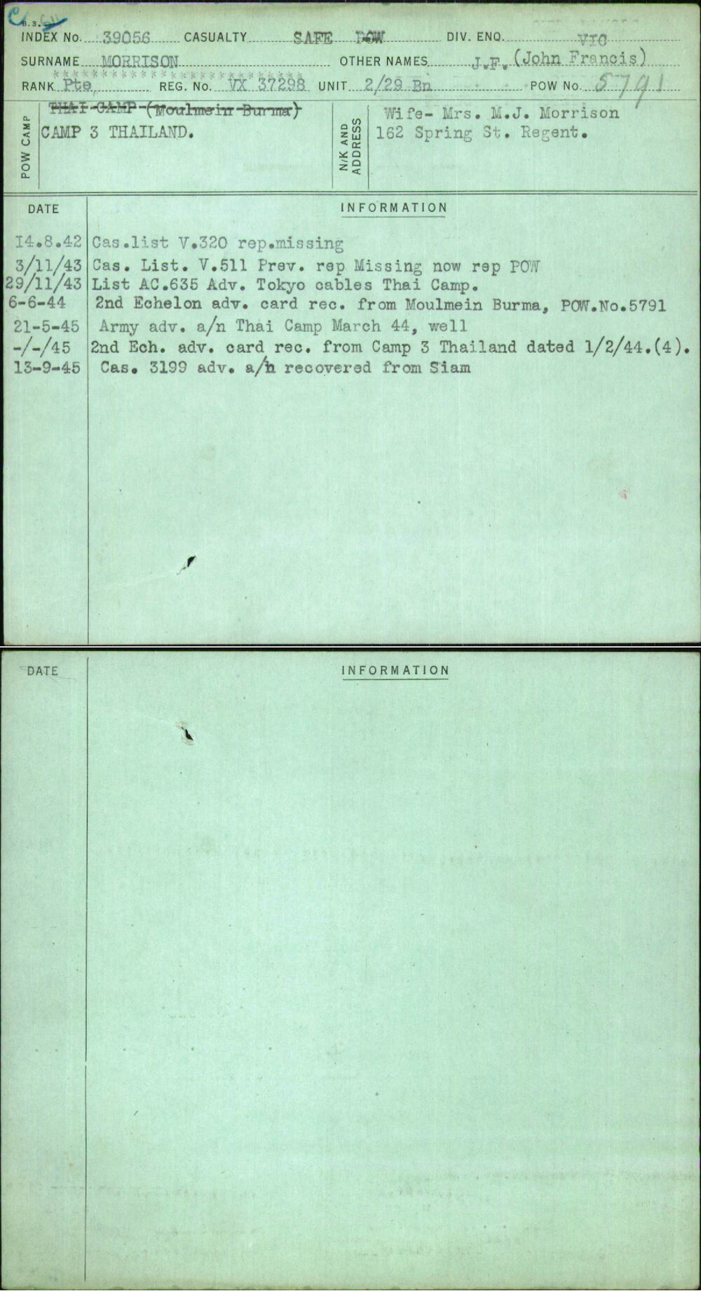 Morrison, J F (John Francis), VX37298