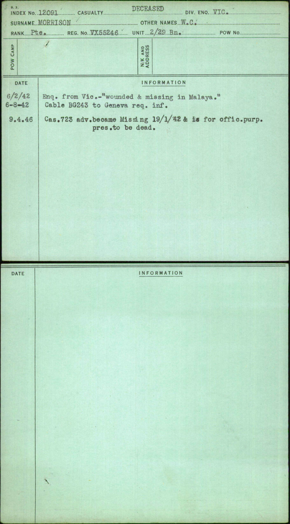 Morrison, W C, VX55246