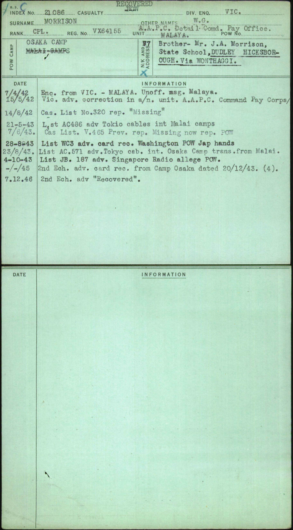 Morrison, W G, VX64155