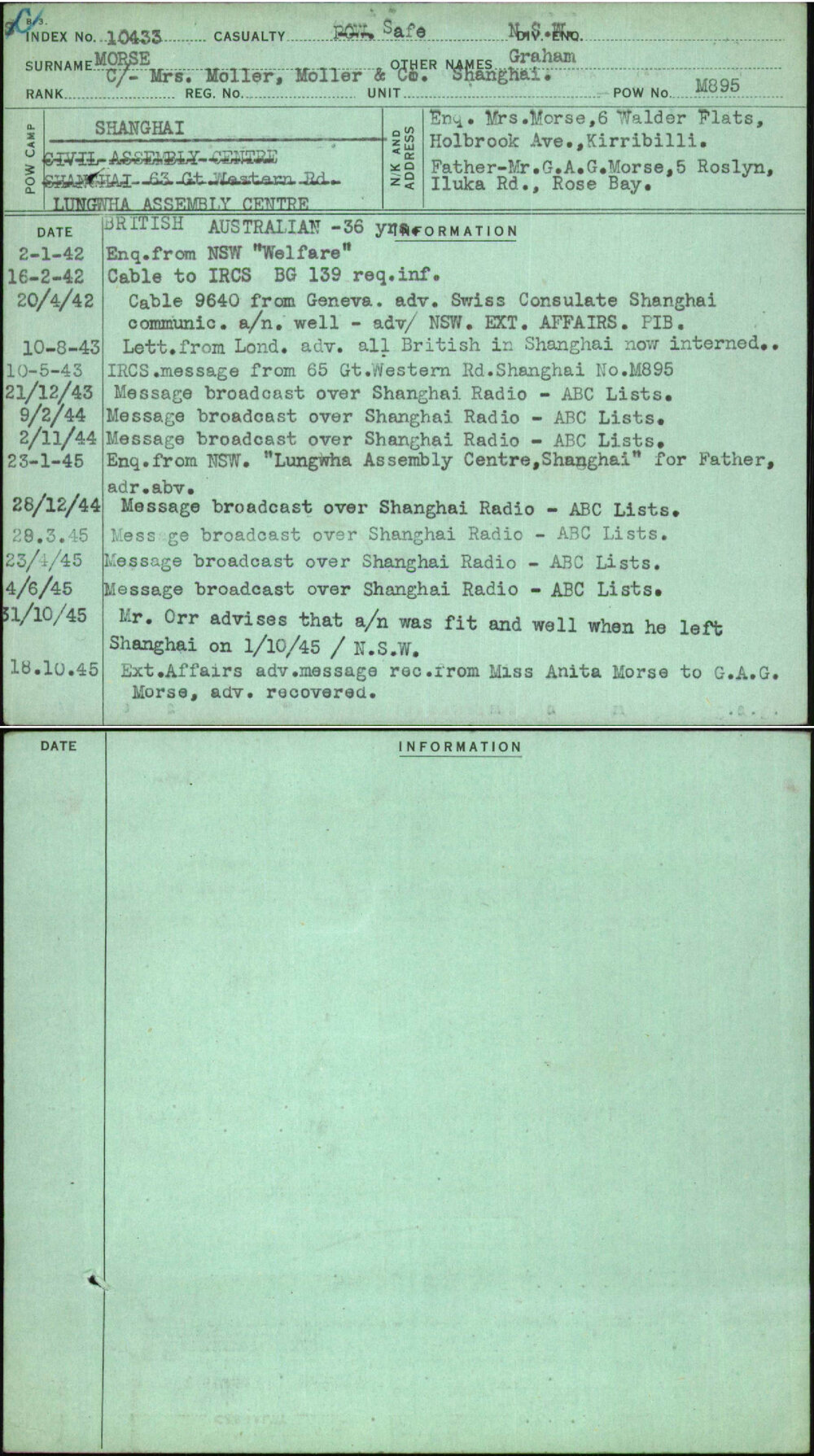 Morse, Graham, [No Service Number]