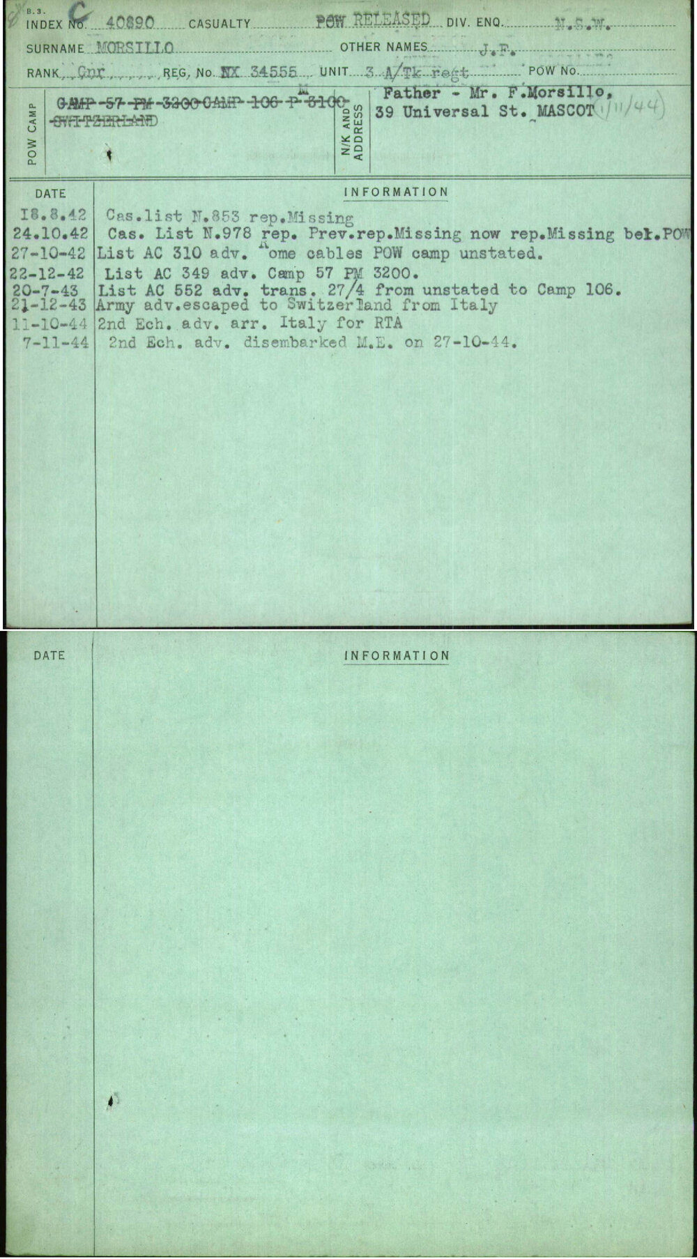 Morsillo, J F, NX34555