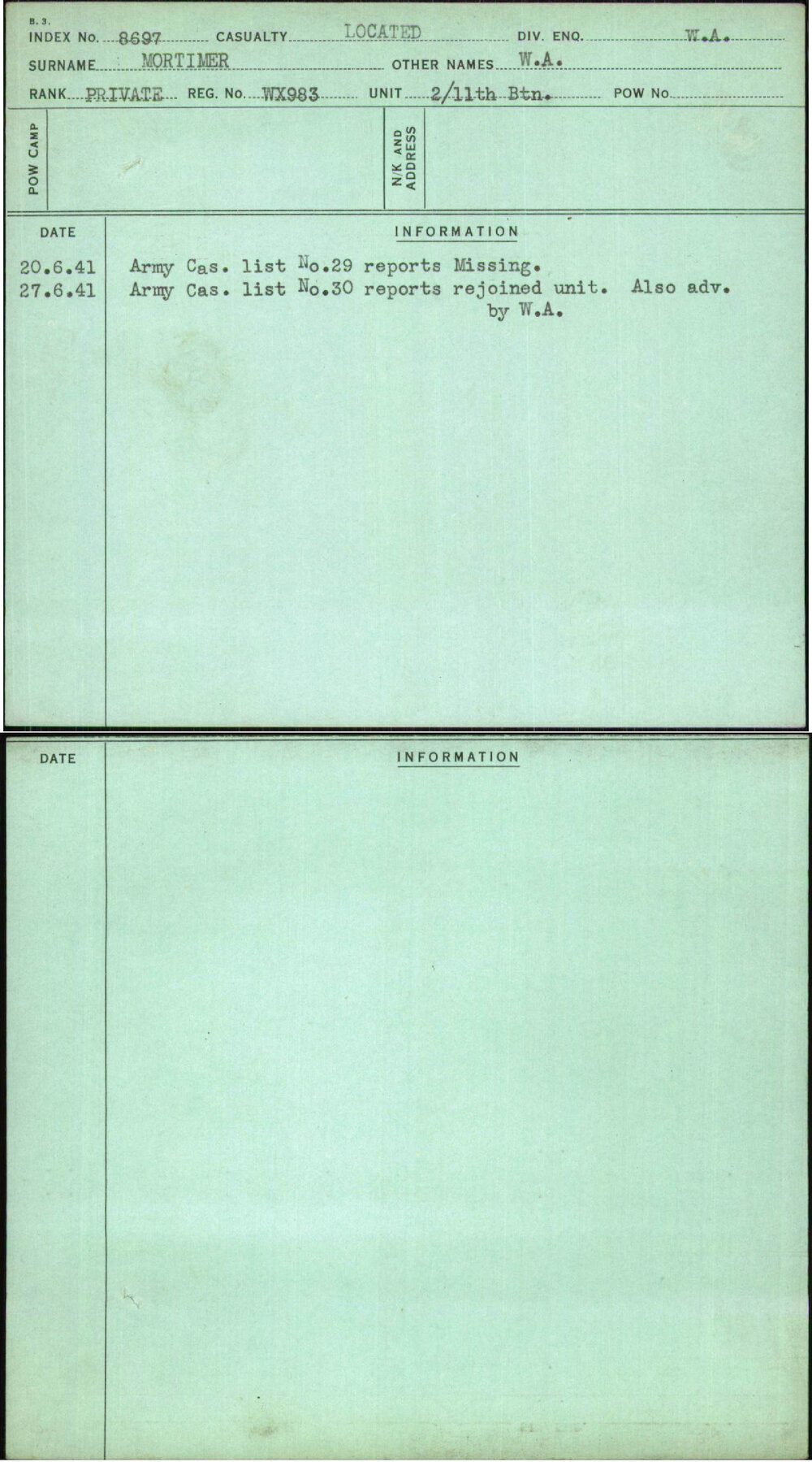 Mortimer, W A, WX983