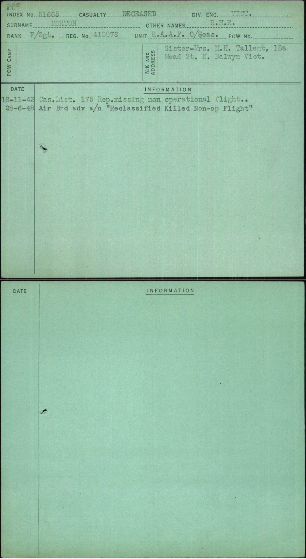 Morton, R H R, 410078