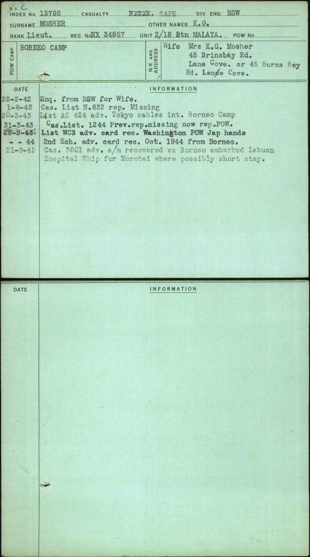 Mosher, K G, NX34857