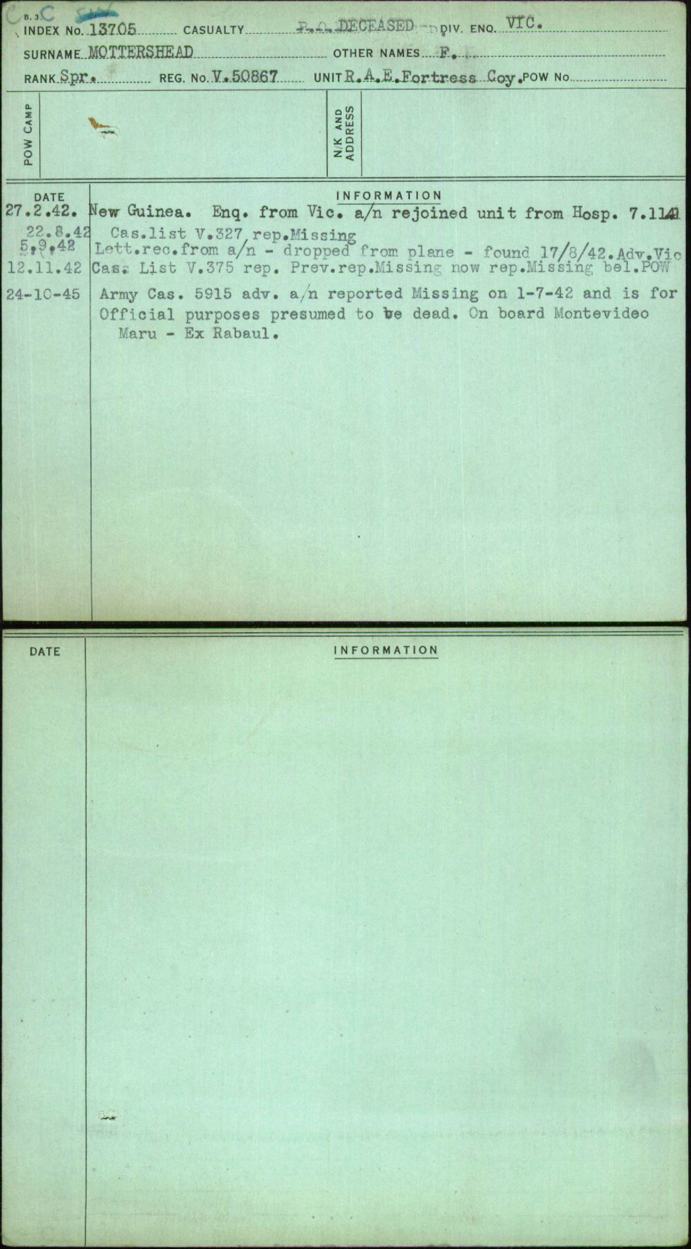 Mottershead, F, V50867