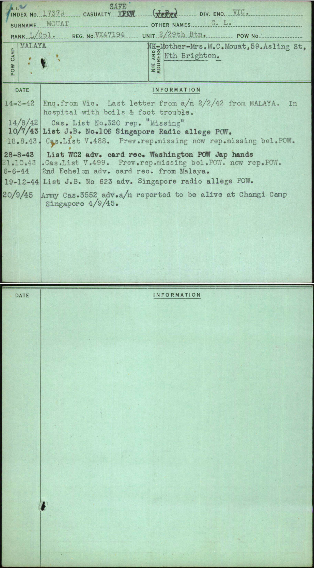 Mouat, G L, VX47194