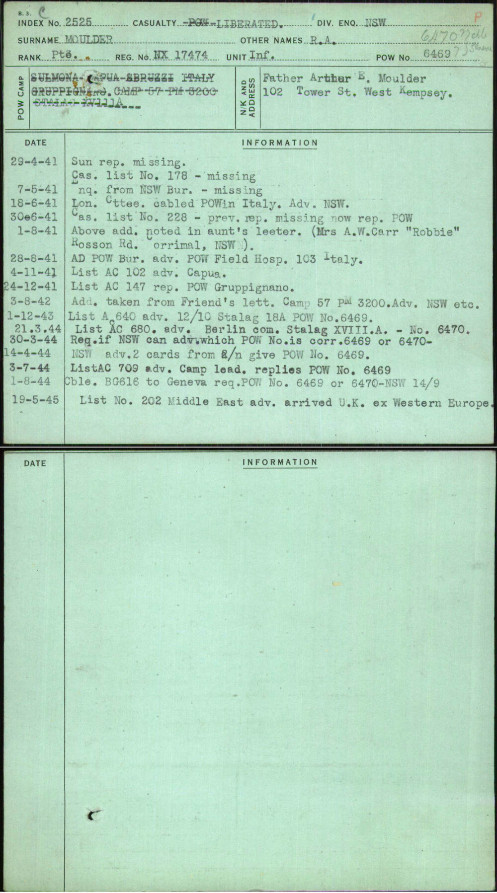 Moulder, R A, NX17474