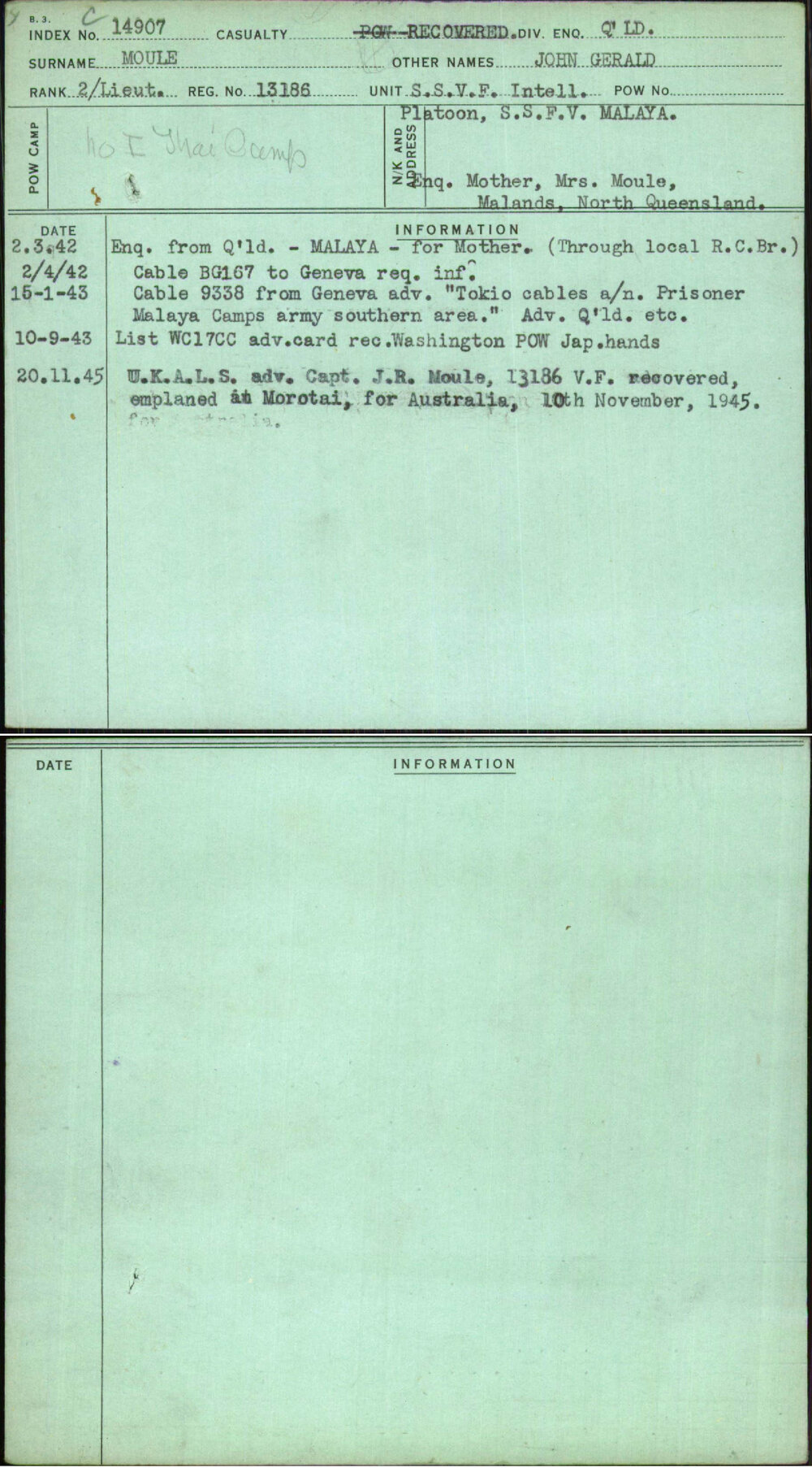 Moule, John Gerald, 13186