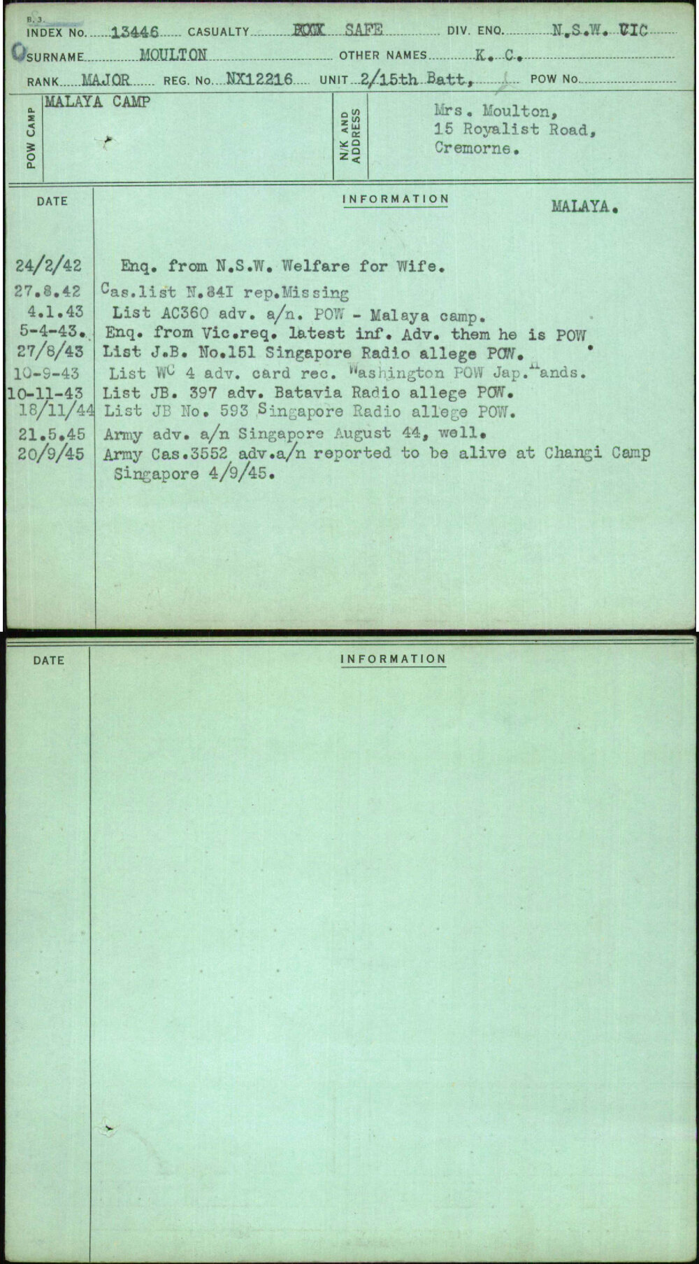 Moulton, K C, NX12216