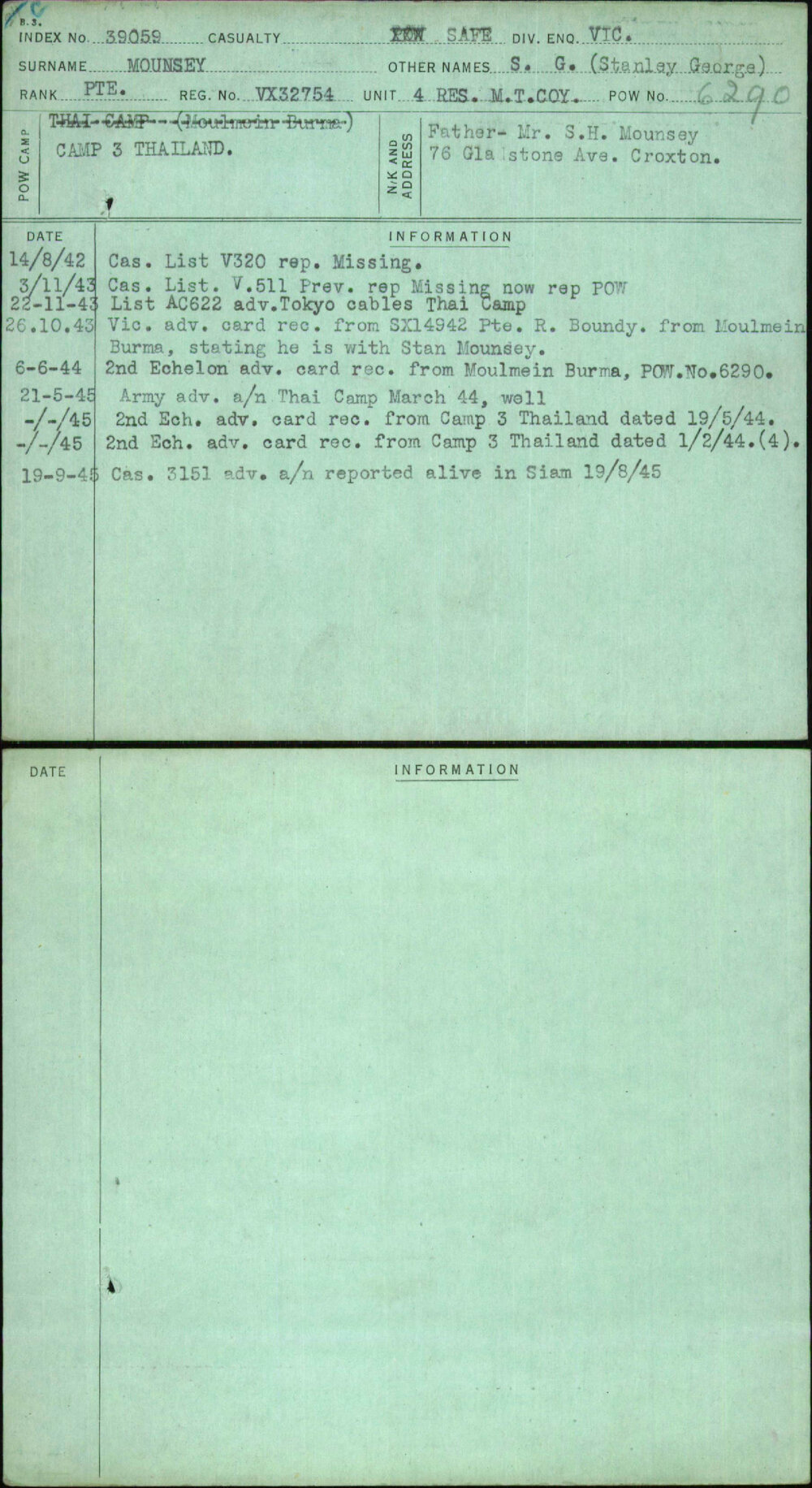 Mounsey, S G (Stanley George), VX32754