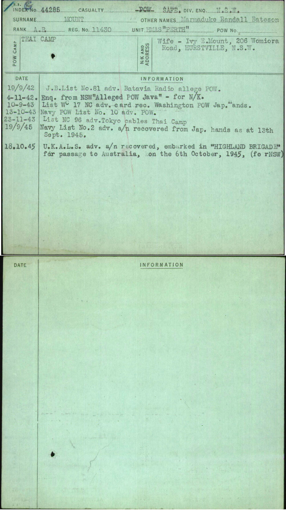 Mount, Marmaduke Randall Bateson, 11430