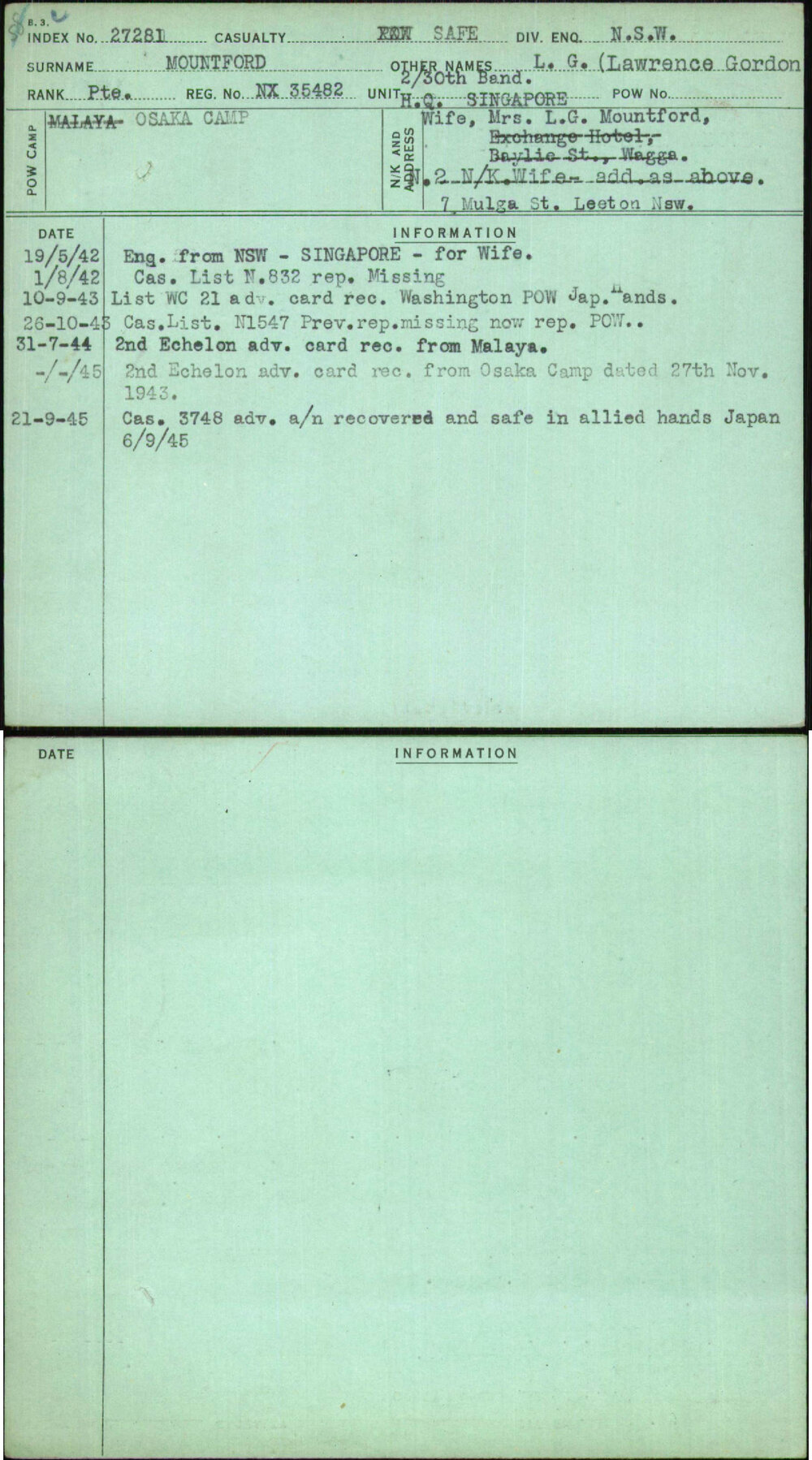 Mountford, L G (Lawrence Gordon, NX35482