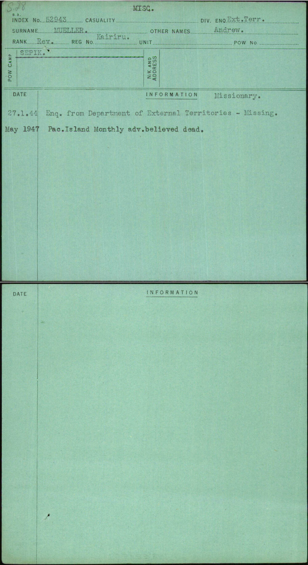 Mueller, Andrew, Kairiru