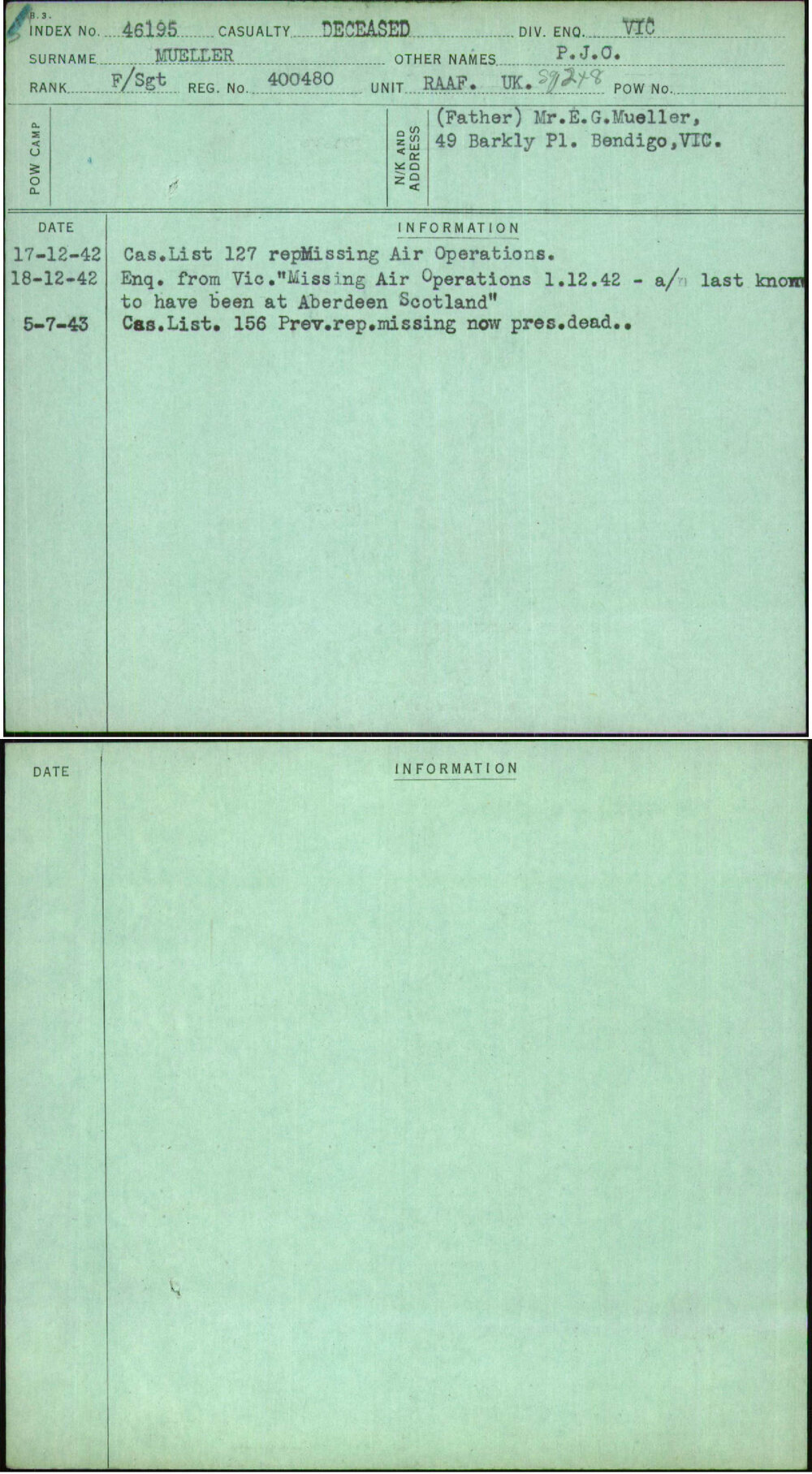 Mueller, P J O, 400480