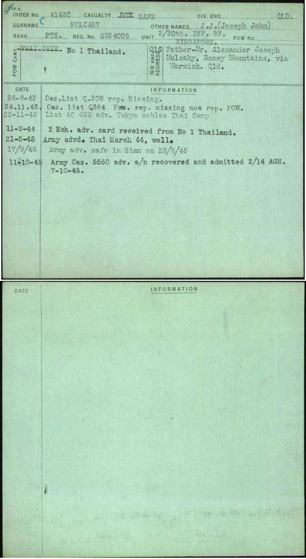 Mulcahy, J J (Joseph John), QX24005