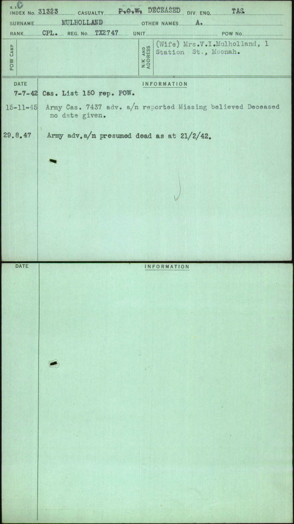 Mulholland, A, TX2747