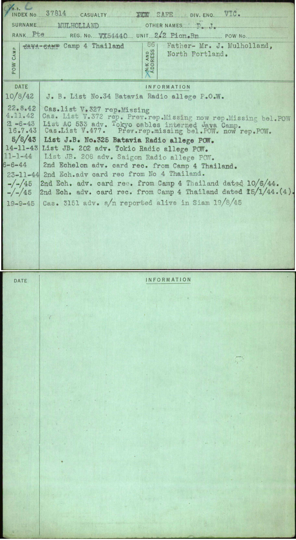 Mulholland, P J, VX54440