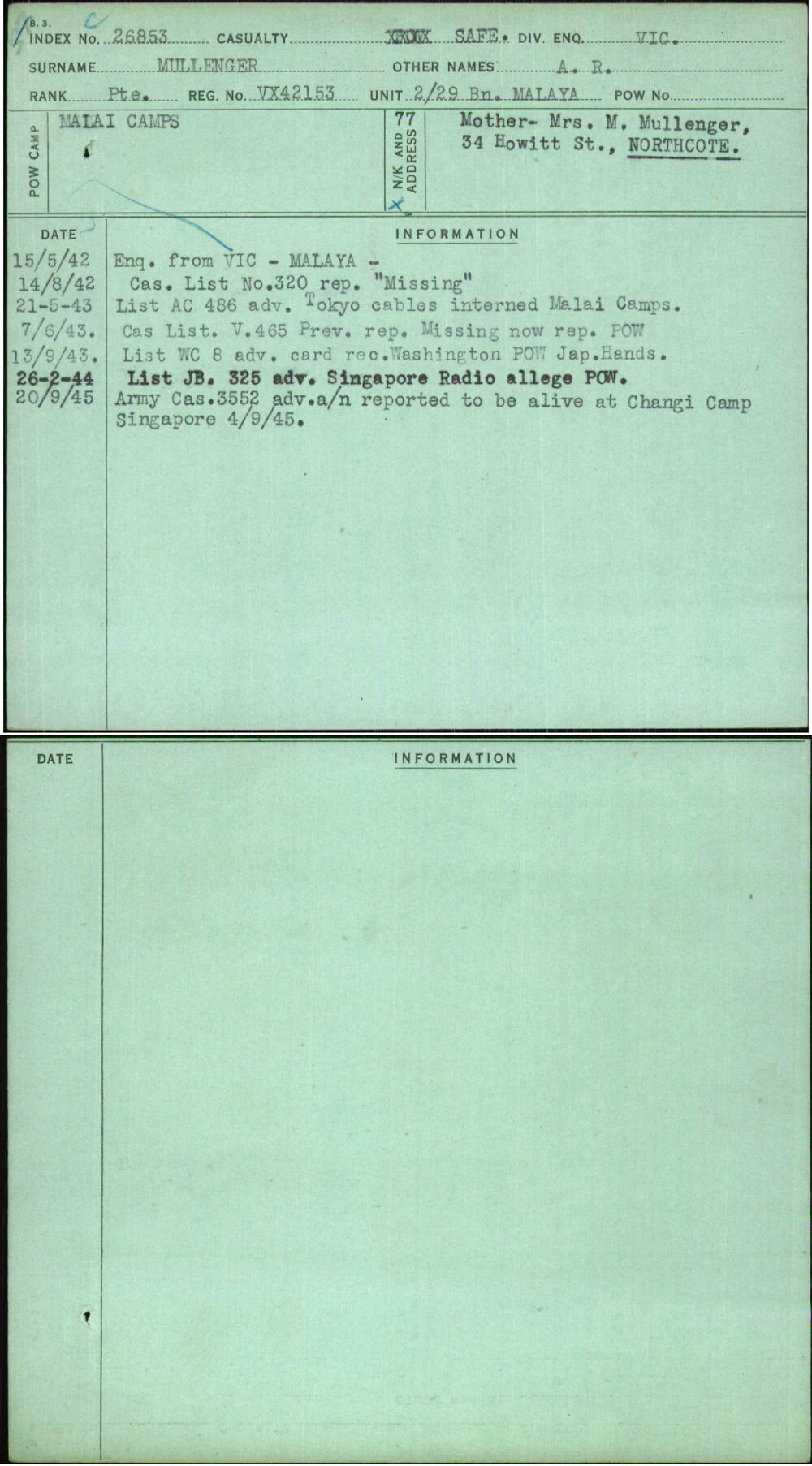 Mullenger, A R, VX42153